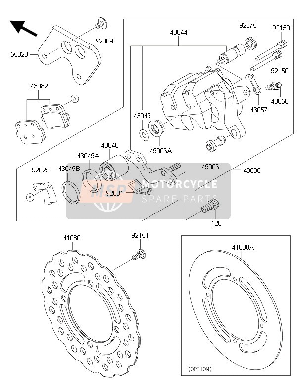 Kawasaki KX85-SW 2015 Freno trasero para un 2015 Kawasaki KX85-SW