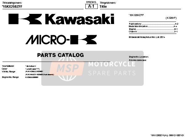 Kawasaki KX250F 2015 Titel voor een 2015 Kawasaki KX250F