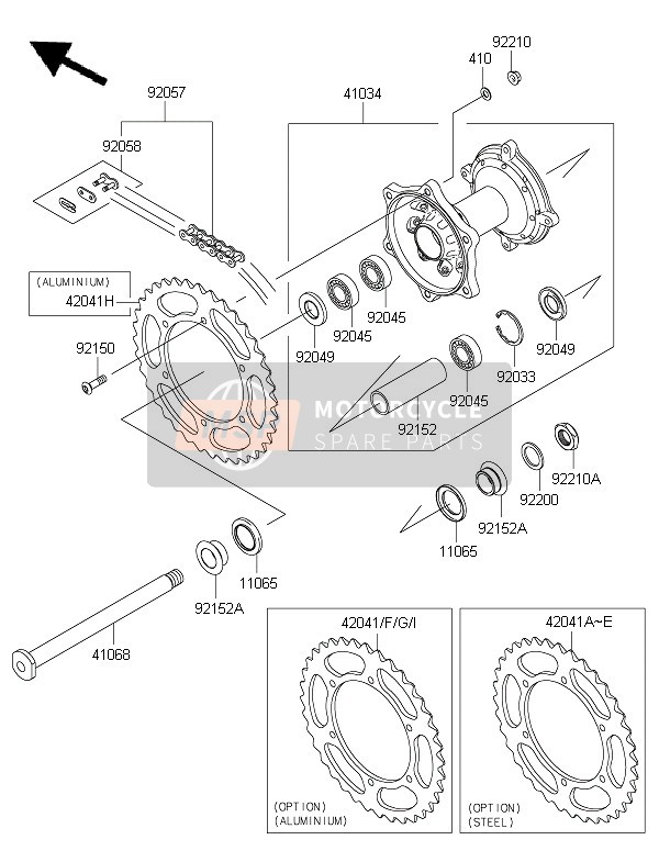 Kawasaki KX450F 2015 Rear Hub for a 2015 Kawasaki KX450F