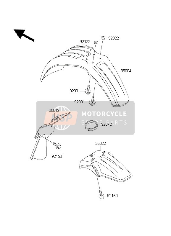 Kawasaki KX60 2003 Guardabarros para un 2003 Kawasaki KX60