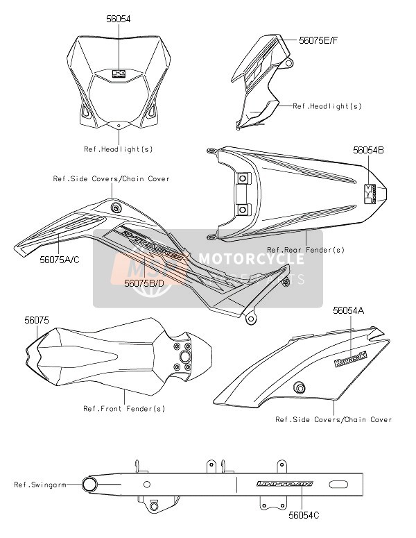 Kawasaki D-TRACKER 150 2016 Decals for a 2016 Kawasaki D-TRACKER 150