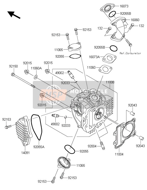 Kawasaki KLX110 2016 Testata per un 2016 Kawasaki KLX110