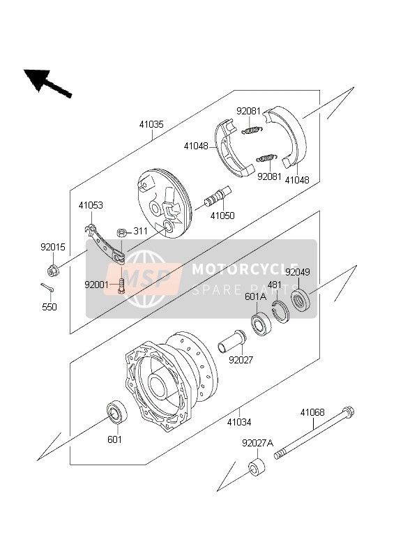 Kawasaki KX60 2003 Front Hub for a 2003 Kawasaki KX60