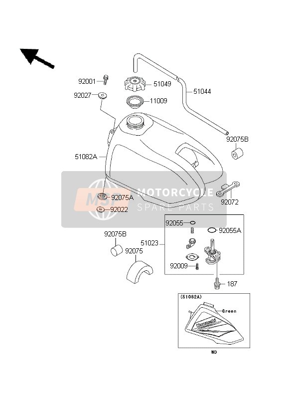 5108253876W, TANK-COMP-FUEL, L.Gree, Kawasaki, 0