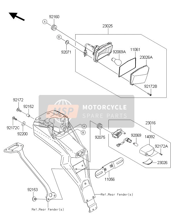 Kawasaki KLX125 2016 Achterlicht(S) voor een 2016 Kawasaki KLX125