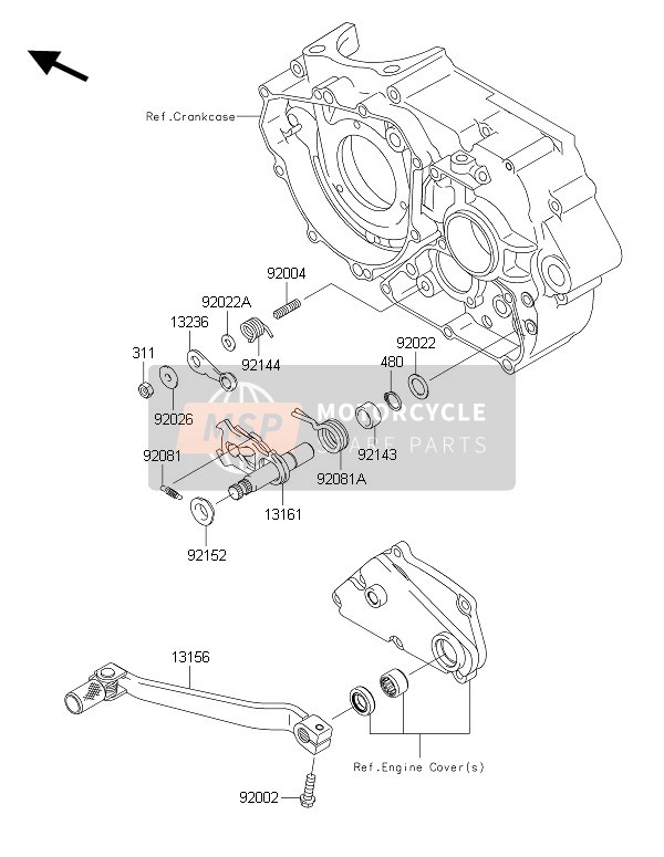 Kawasaki KLX250 2016 SCHALTMECHANISMUS für ein 2016 Kawasaki KLX250