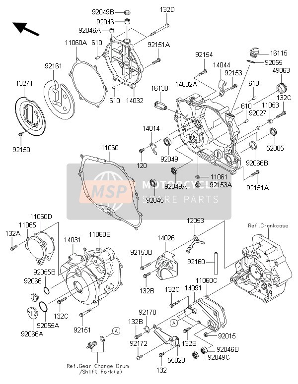 Kawasaki KLX250 2016 Copertura del motore(S) per un 2016 Kawasaki KLX250