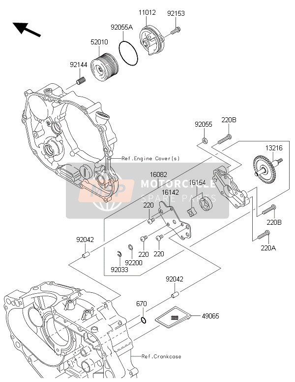 Kawasaki KLX250 2016 La pompe à huile pour un 2016 Kawasaki KLX250