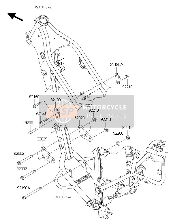 Kawasaki KLX250 2016 Supporto del motore per un 2016 Kawasaki KLX250