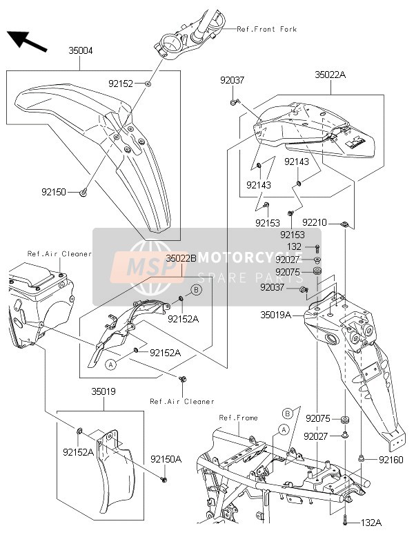 Kawasaki KLX250 2016 Guardabarros para un 2016 Kawasaki KLX250