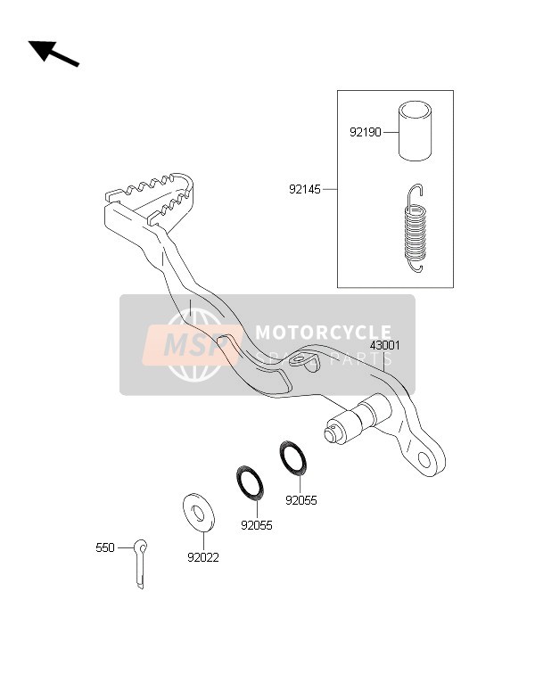 Kawasaki KLX250 2016 Rempedaal voor een 2016 Kawasaki KLX250