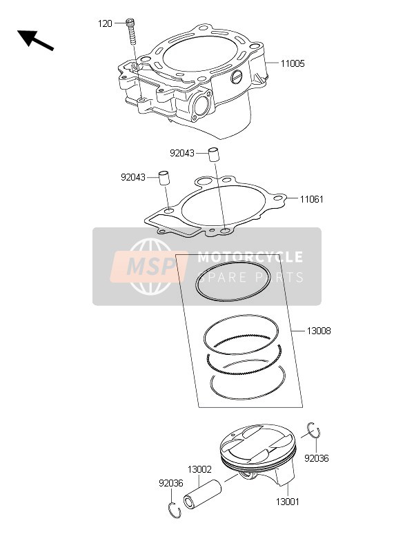 Kawasaki KLX450R  2016 Cylinder & Piston(S) for a 2016 Kawasaki KLX450R 