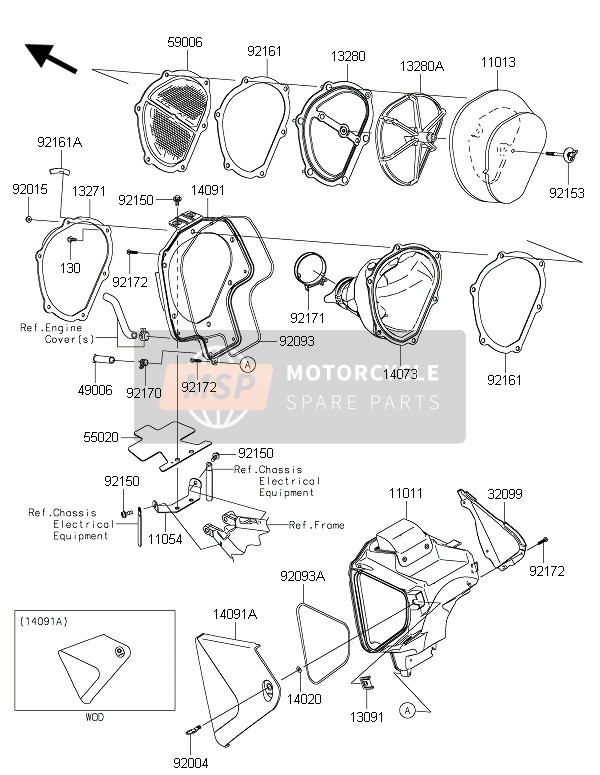 Kawasaki KLX450R  2016 Filtro de aire para un 2016 Kawasaki KLX450R 