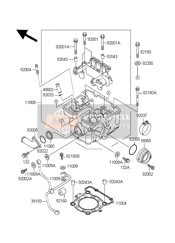 Kawasaki KLX250R 1995 Cylinder Head for a 1995 Kawasaki KLX250R