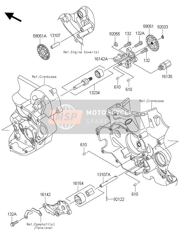 Kawasaki KLX450R  2016 Pompa dell'olio per un 2016 Kawasaki KLX450R 