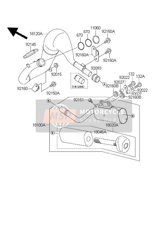 Kawasaki KX65 2003 Muffler for a 2003 Kawasaki KX65