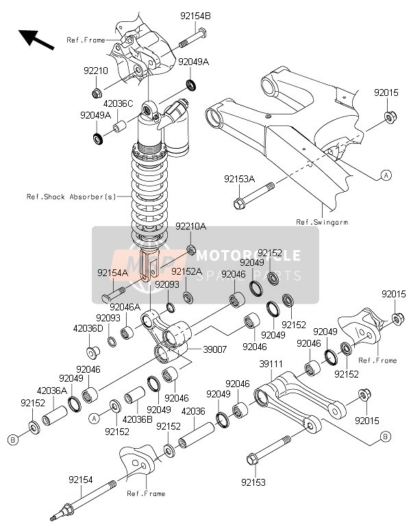 Kawasaki KLX450R  2016 Suspensie voor een 2016 Kawasaki KLX450R 