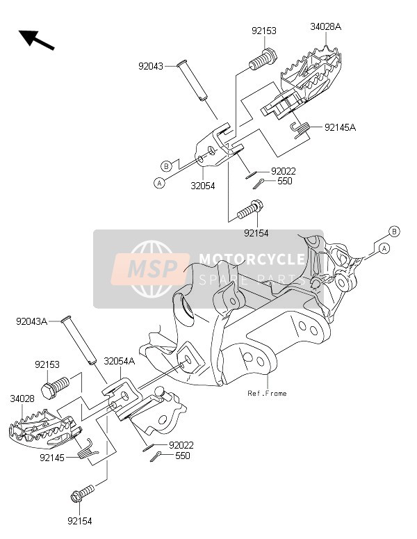 Kawasaki KLX450R  2016 Reposapiés para un 2016 Kawasaki KLX450R 