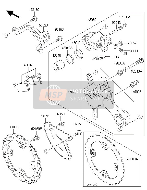 Kawasaki KLX450R  2016 Freno posteriore per un 2016 Kawasaki KLX450R 