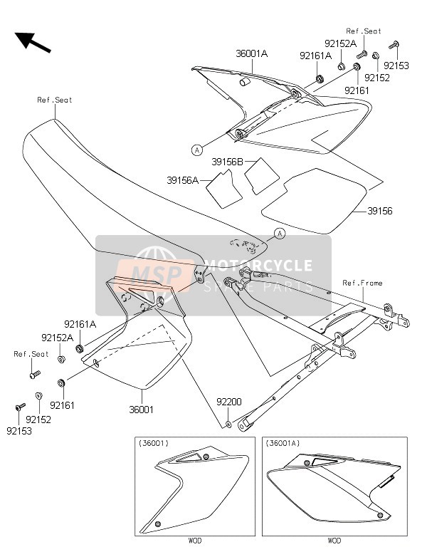 Kawasaki KLX450R  2016 Couvertures latérales pour un 2016 Kawasaki KLX450R 