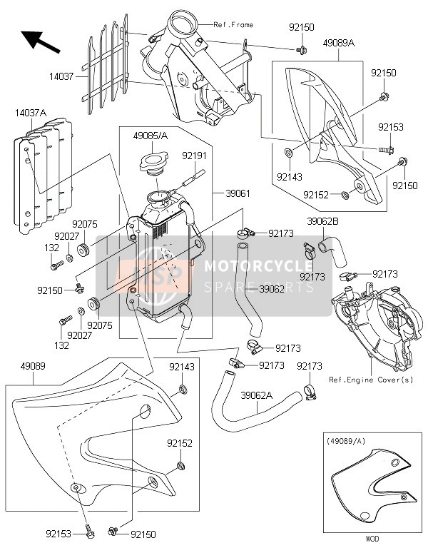 Kawasaki KX65 2016 Termosifone per un 2016 Kawasaki KX65