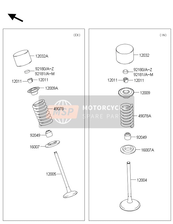 Kawasaki KX250F 2016 Valves for a 2016 Kawasaki KX250F