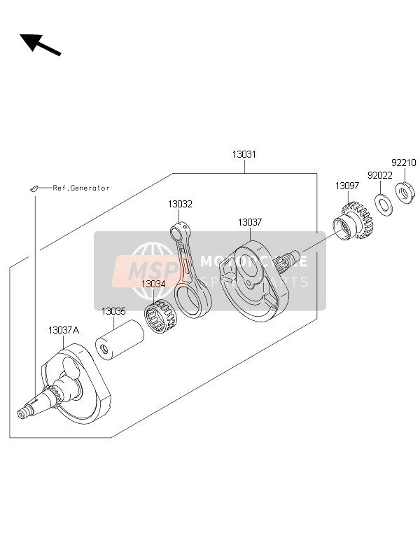 Kawasaki KX250F 2016 Crankshaft for a 2016 Kawasaki KX250F