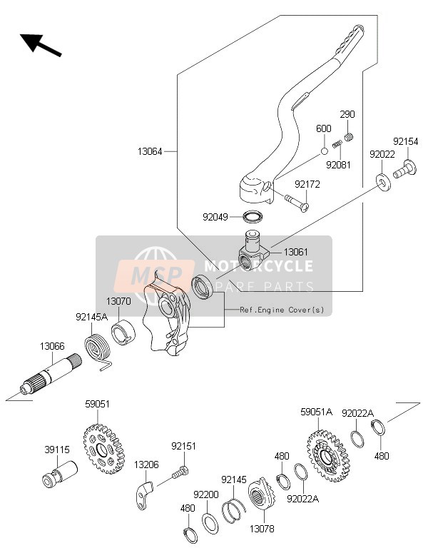 Kawasaki KX250F 2016 KICKSTARTER-MECHANISMUS für ein 2016 Kawasaki KX250F