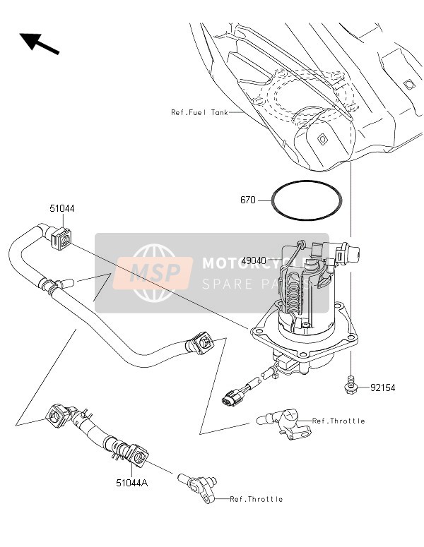 Kawasaki KX250F 2016 Fuel Pump for a 2016 Kawasaki KX250F