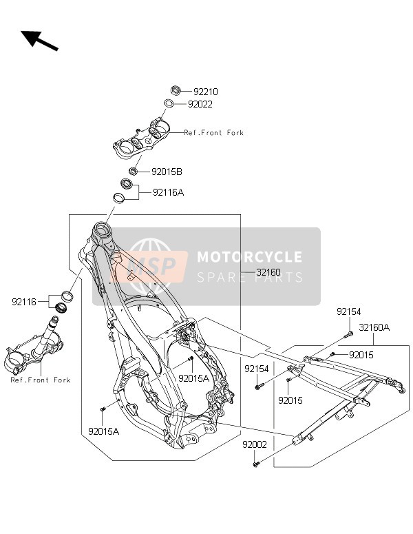 Kawasaki KX250F 2016 Frame for a 2016 Kawasaki KX250F