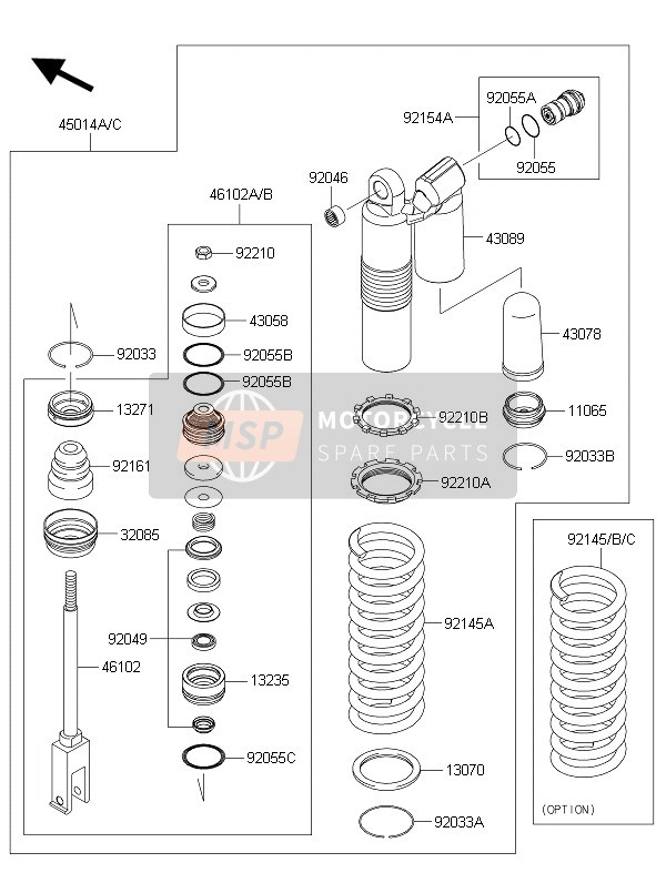 45014046352C, Shockabsorber, L.Green, Kawasaki, 0