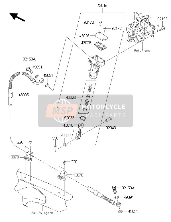 Kawasaki KX250F 2016 Rear Master Cylinder for a 2016 Kawasaki KX250F