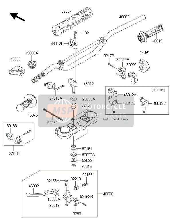 Kawasaki KX250F 2016 Handlebar for a 2016 Kawasaki KX250F