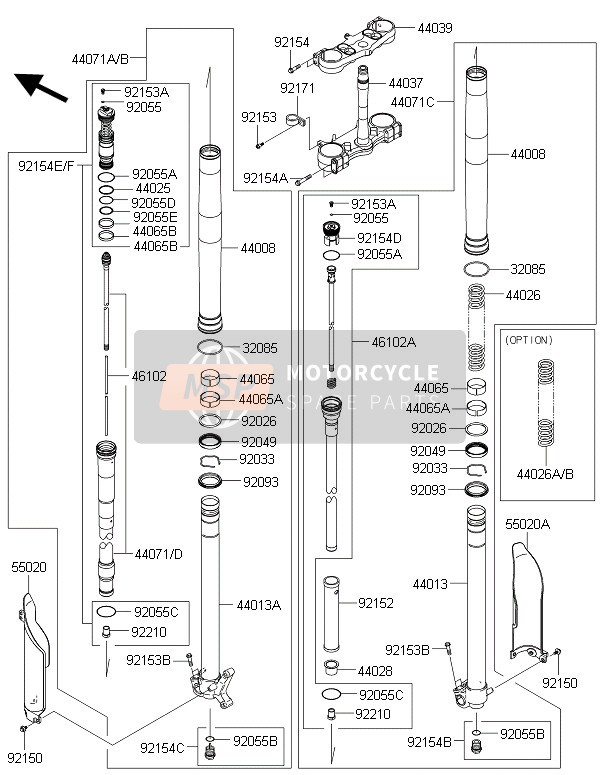 440080076, PIPE-FORK Outer,Rh, Kawasaki, 0