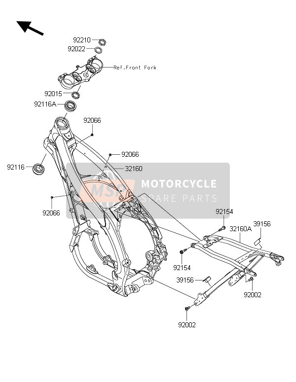 Kawasaki KX450F 2016 Frame for a 2016 Kawasaki KX450F