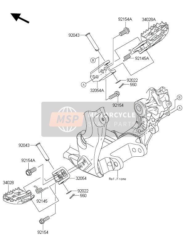 Kawasaki KX450F 2016 Footrests for a 2016 Kawasaki KX450F