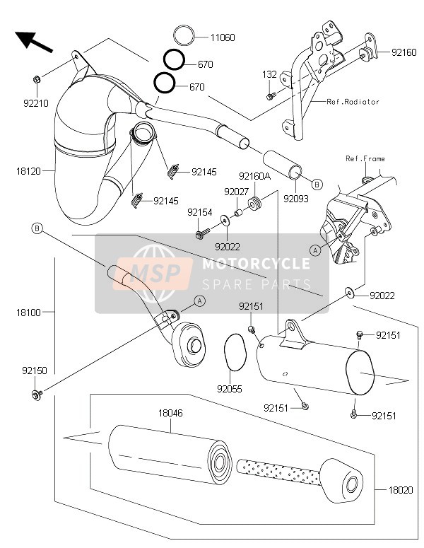 Kawasaki KX85-LW 2016 SCHALLDÄMPFER für ein 2016 Kawasaki KX85-LW