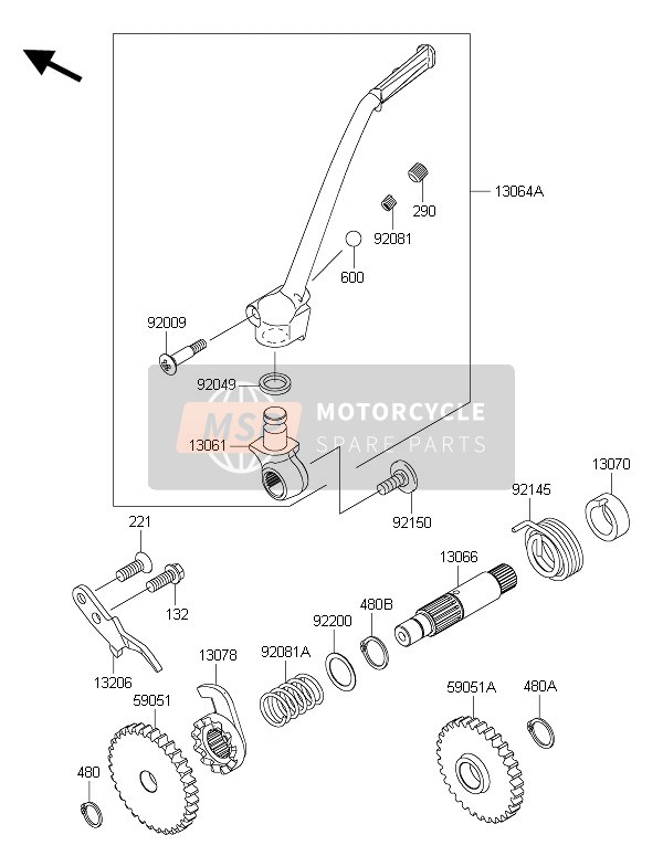 Kawasaki KX85-LW 2016 Kick Start Mechanism for a 2016 Kawasaki KX85-LW