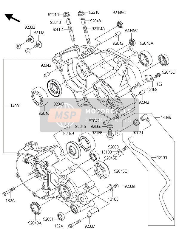 Kawasaki KX85-LW 2016 Carter per un 2016 Kawasaki KX85-LW