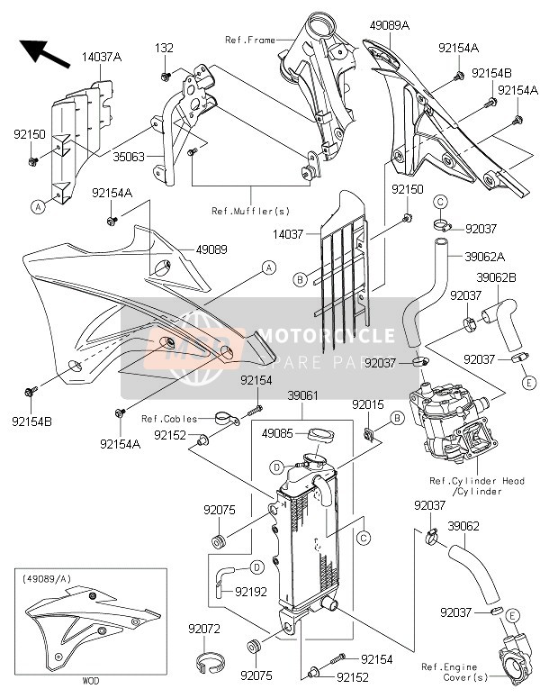 Kawasaki KX85-LW 2016 Radiateur pour un 2016 Kawasaki KX85-LW