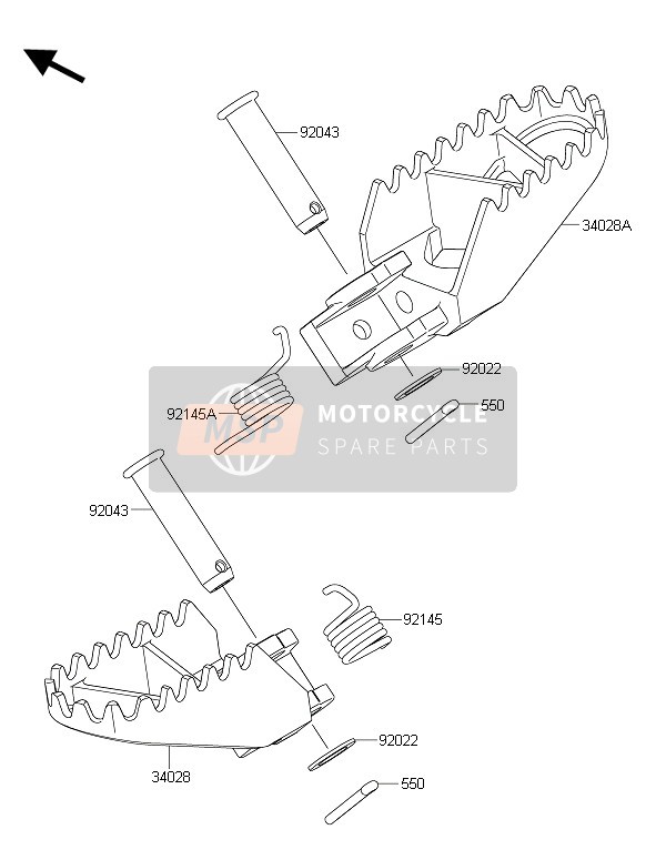 Kawasaki KX85-LW 2016 Poggiapiedi per un 2016 Kawasaki KX85-LW