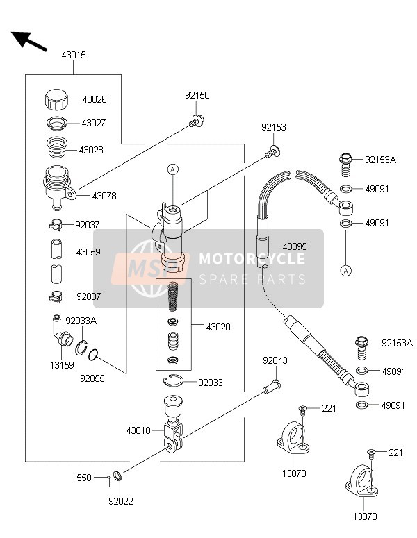 Kawasaki KX85-LW 2016 Rear Master Cylinder for a 2016 Kawasaki KX85-LW