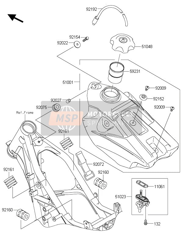 Kawasaki KX85-LW 2016 Réservoir d'essence pour un 2016 Kawasaki KX85-LW