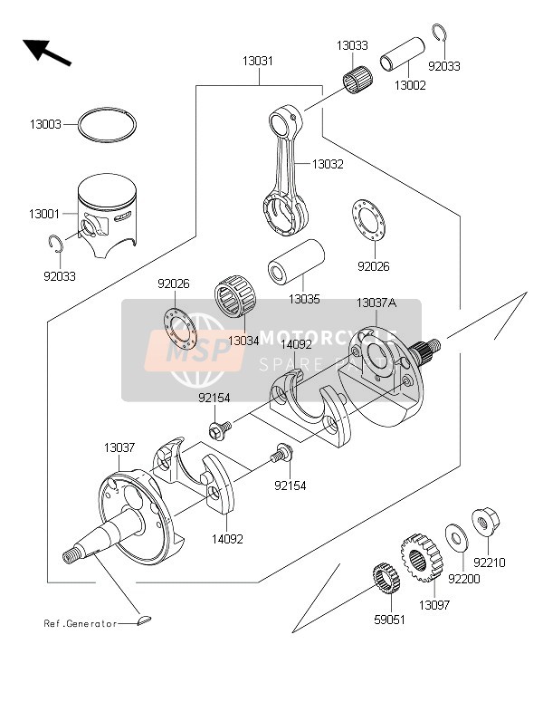 Kawasaki KX85-SW 2016 Cigüeñal & Pistón(S) para un 2016 Kawasaki KX85-SW