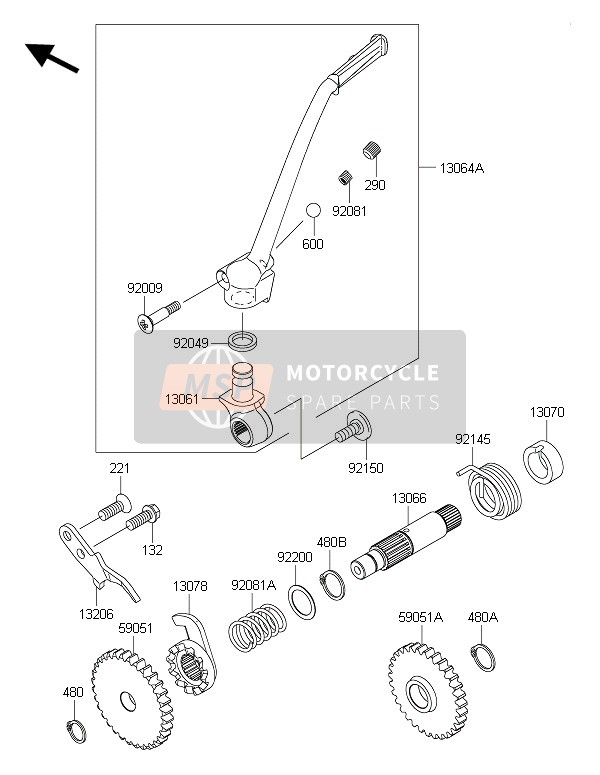 Kawasaki KX85-SW 2016 Kick Start Meccanismo per un 2016 Kawasaki KX85-SW