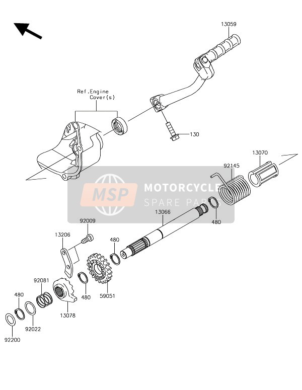 Kawasaki KLX110 2017 Kick Start Mechanisme voor een 2017 Kawasaki KLX110