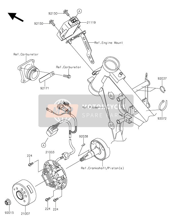 Kawasaki KX65 2017 Generator voor een 2017 Kawasaki KX65