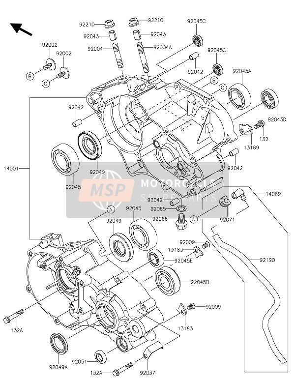 Kawasaki KX85-LW 2017 Carter per un 2017 Kawasaki KX85-LW