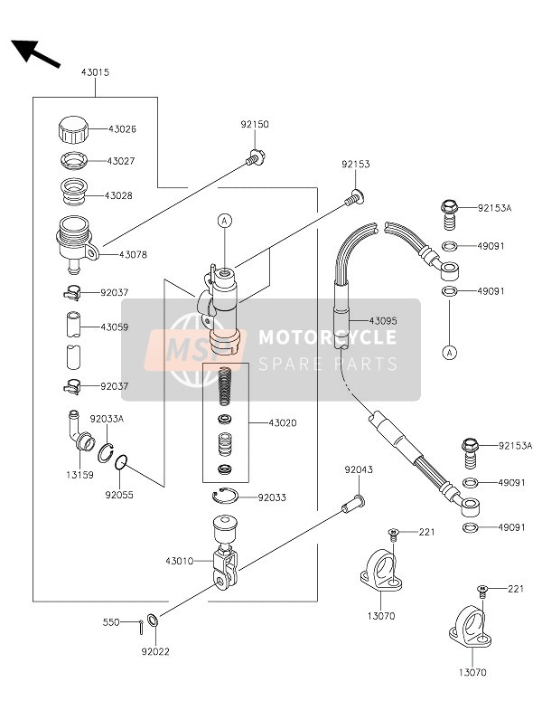 Kawasaki KX85-LW 2017 Rear Master Cylinder for a 2017 Kawasaki KX85-LW