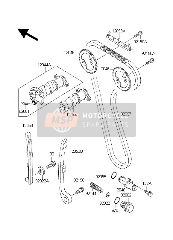 Kawasaki KLX250R 1995 Nokkenas & Spanner voor een 1995 Kawasaki KLX250R